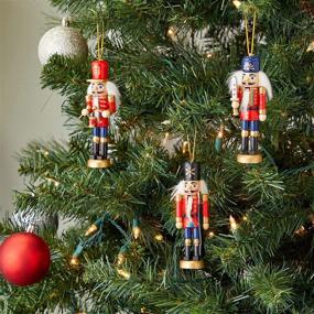img 3 attached to 🎄 Set of 6 Wood Nutcracker Statues, Christmas Tree Ornaments, Assorted Designs, 1.1 x 5 Inches - Enhance Your SEO!