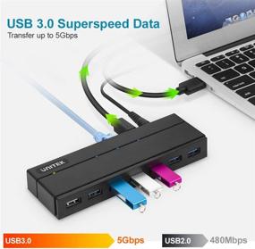 img 1 attached to 🔌 Unitek USB Ethernet Adapter 7-Port Hub: Gigabit Ethernet Converter, USB 3.0 Hub, Charging Port, 36W Powered Splitter – Compatible with MacBook, iMac, Surface Pro, Laptop PC, HDD
