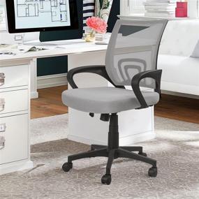 img 2 attached to 🪑 Gray Mesh Back Swivel Office Chair with Ergonomic Waist Support - Pawnova Task Seat