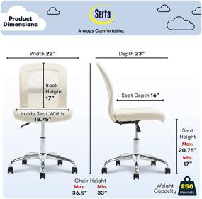 img 2 attached to 🪑 Serta Essential Cream Faux Leather Mesh Low-Back Computer Desk Task Chair – No Arms, Ideal for Home Office or Conference Room