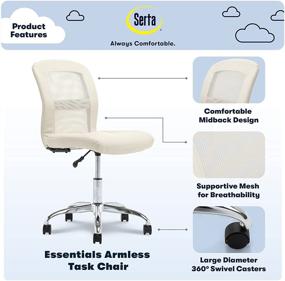 img 3 attached to 🪑 Serta Essential Cream Faux Leather Mesh Low-Back Computer Desk Task Chair – No Arms, Ideal for Home Office or Conference Room