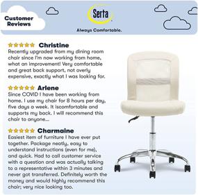 img 1 attached to 🪑 Serta Essential Cream Faux Leather Mesh Low-Back Computer Desk Task Chair – No Arms, Ideal for Home Office or Conference Room