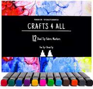 🎨 crafts 4 all fabric markers pens 12 pack - dual tip, minimal bleed, rich paint color pigment for fine graffiti art - child safe & non-toxic logo