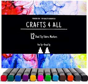 img 4 attached to 🎨 Crafts 4 ALL Fabric Markers Pens 12 Pack - Dual Tip, Minimal Bleed, Rich Paint Color Pigment for Fine Graffiti Art - Child Safe & Non-Toxic