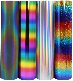 img 4 attached to 🌈 Vibrant Rainbow Pack of Heat Transfer Vinyl (HTV) 12"x10" for Fabrics - Compatible with All Cutting Machines