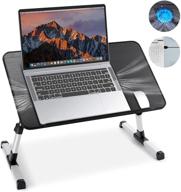 🔌 tyc laptop desk - portable bed laptop stand with usb charging radiator, adjustable height, non-slip design - ideal for writing, office work, eating - 26-inch foldable bed tray (black) logo