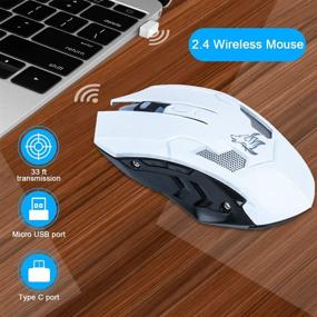 img 1 attached to 🖱️ Bluetooth Mouse - Rechargeable, Dual Mode (2.4G & Bluetooth), Ergonomic Cordless Mouse with USB-A & Type C - Portable Mice for PC/Laptop with Windows System