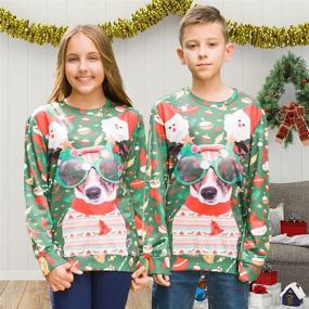 img 3 attached to Ugly Christmas Sweatshirts for Boys and Girls | Funny Print Graphic Pullover Sweater 4-16 Years Old