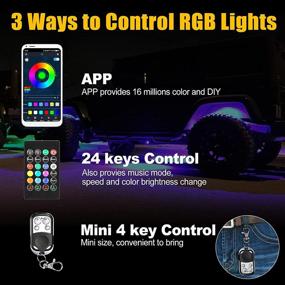 img 1 attached to 🚗 Всепогодные светящиеся камни Ultimate RGB LED: 8-Подсветка Multicolor Chasing Neon с водонепроницаемым дизайном, управление приложением и радиоуправление для Jeep, автомобиля, грузовика, ATV, RZR, UTV, SUV