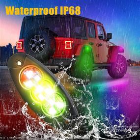 img 3 attached to 🚗 Всепогодные светящиеся камни Ultimate RGB LED: 8-Подсветка Multicolor Chasing Neon с водонепроницаемым дизайном, управление приложением и радиоуправление для Jeep, автомобиля, грузовика, ATV, RZR, UTV, SUV