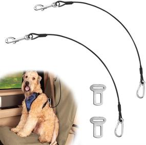 img 3 attached to 2-Pack YuCool Chew-Proof Steel Cable Dog Car Safety Seat Belt - Restraint Vehicle Belt, Ideal for Large and X-Large Dogs