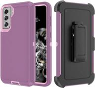 szfirstey case with belt-clip holster for galaxy s21 drop full body rugged shock dust proof military protective tough durable phone cover heavy duty (purple red/light pink) logo