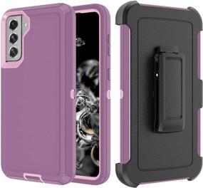 img 4 attached to Szfirstey Case With Belt-Clip Holster For Galaxy S21 Drop Full Body Rugged Shock Dust Proof Military Protective Tough Durable Phone Cover Heavy Duty (Purple Red/Light Pink)