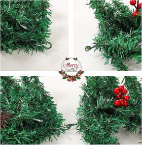 img 2 attached to 🎄 9ft Battery Operated Prelit Christmas Garland with Red Berries and Pine Cones, Timer and Colored Lights, Indoor & Outdoor Artificial Garland for Mantel Fireplace Stair Door - Festive Christmas Decorations