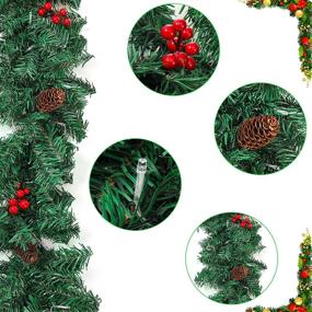 img 3 attached to 🎄 9ft Battery Operated Prelit Christmas Garland with Red Berries and Pine Cones, Timer and Colored Lights, Indoor & Outdoor Artificial Garland for Mantel Fireplace Stair Door - Festive Christmas Decorations