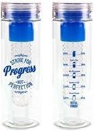 bpa free infuser water bottle with time tracker - aquamotiv inspirational quote, 28 ounce logo