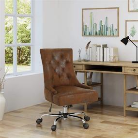 img 1 attached to 💼 Stylish and Functional Christopher Knight Home Bagnold Desk Chair in Brown + Chrome: A Modern Office Essential