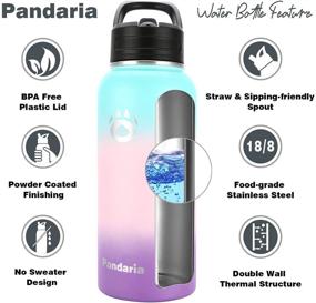 img 3 attached to Pandaria 32oz Insulated Stainless Steel Water Bottle with Lids and Straws | Wide Mouth Outdoor Vacuum Flask for Hot & Cold Drinks | Fancy Sky