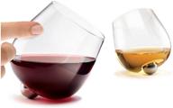 🍷 aura glass 14oz stemless wine glasses (set of 2) - spinning glass tumblers for aerating red or white wines - no spill design - includes 2 wood oak coasters - made in usa - also ideal for scotch, whiskey, bourbon логотип