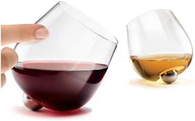 img 4 attached to 🍷 Aura Glass 14oz Stemless Wine Glasses (Set of 2) - Spinning Glass Tumblers for Aerating Red or White Wines - No Spill Design - Includes 2 Wood Oak Coasters - Made in USA - Also Ideal for Scotch, Whiskey, Bourbon