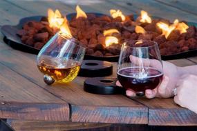 img 1 attached to 🍷 Aura Glass 14oz Stemless Wine Glasses (Set of 2) - Spinning Glass Tumblers for Aerating Red or White Wines - No Spill Design - Includes 2 Wood Oak Coasters - Made in USA - Also Ideal for Scotch, Whiskey, Bourbon