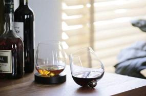 img 3 attached to 🍷 Aura Glass 14oz Stemless Wine Glasses (Set of 2) - Spinning Glass Tumblers for Aerating Red or White Wines - No Spill Design - Includes 2 Wood Oak Coasters - Made in USA - Also Ideal for Scotch, Whiskey, Bourbon