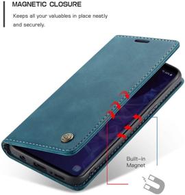 img 2 attached to 📱 SEO-friendly Samsung Galaxy S9 Wallet Case - Magnetic Stand Flip Cover with Card Slots & ID Holder (Blue)