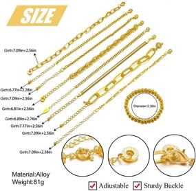 img 1 attached to 💍 Gold Chain Bracelets Set for Women: 9 Pieces of Adjustable Fashion Paperclip, Italian Cuban, Chunky Flat Cable and Beaded Link Jewelry – Perfect Gift for Women and Girls.