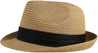 stylish kids fedora straw hat: short brim trilby for boys and girls - perfect for summer beach sun protection logo