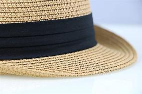 img 2 attached to Stylish Kids Fedora Straw Hat: Short Brim Trilby for Boys and Girls - Perfect for Summer Beach Sun Protection