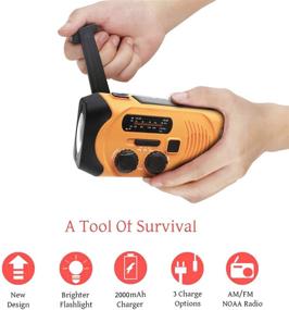 img 3 attached to 📻 Essential Orange Lynex Hand Crank Radio: Flashlight, NOAA Weather Radio, Solar Charging, Power Bank, Reading Lamp, Cellphone Charger, SOS Alarm