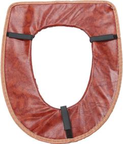 img 1 attached to 1pcs Vanki Winter Warm Toilet Seat Cover - Brown Flower Design