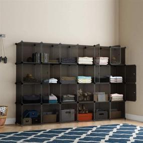 img 3 attached to Aznze Portable Storage Cubes with Sturdy Metal Bottom Panel - Enhanced Stability, Cube Shelves with Doors, Modular Bookshelf Units, Clothes Storage Shelves - Room Organizer for Cubby Cube-24 Cubes