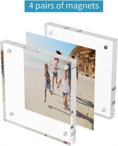 img 2 attached to 🖼️ AITEE 4x4 Clear Acrylic Picture Frames - Set of 3, Double-Sided Desktop Display Frames with 10 + 10MM Thickness