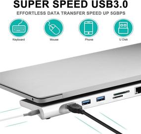 img 3 attached to 🔌 Tsemy USB C Docking Station: 10-in-1 Hub with 4K HDMI, Ethernet, USB, SD/TF Cards, PD Charging - MacBook/Pro/Air, Windows Laptops