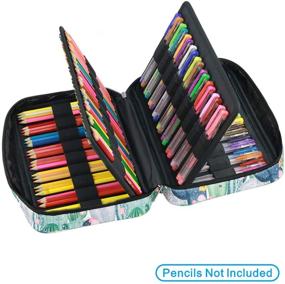 img 2 attached to 🌵 YOUSHARES Colored Pencil Case - 166 Slot Pen Organizer With Handy Wrap & Zipper, Multilayer Holder for Prismacolor Pencils & Gel Pens (Cactus)