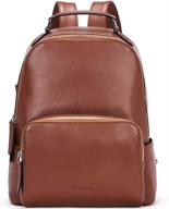 🎒 bostanten brown leather backpack purse: stylish laptop travel bag for women, ideal for college logo