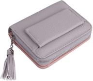 👜 stylish gray women's small wallet with rfid blocking - bifold leather mini wallet featuring id window - multi-purpose design logo