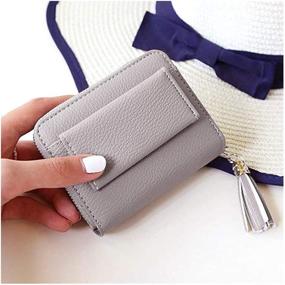 img 3 attached to 👜 Stylish Gray Women's Small Wallet with RFID Blocking - Bifold Leather Mini Wallet featuring ID Window - Multi-purpose Design