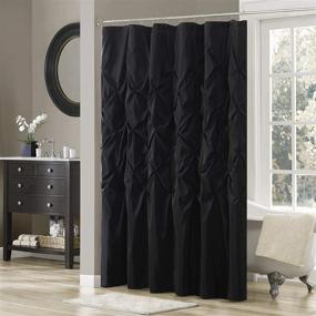 img 4 attached to 🚿 Madison Park Geometric Textured Tufted Design Laurel Black 72x72 Shower Curtain - Solid Transitional Blush Bathroom Décor