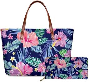 img 4 attached to FKELYI Hawaiian Style Flower Polynesian Handbags Top Handbag