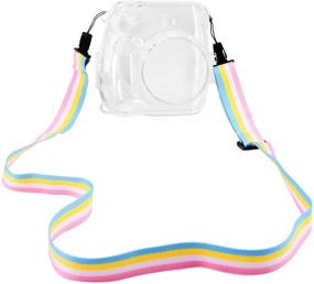 img 3 attached to Transparent Wolven Crystal Camera Case with Adjustable Rainbow Shoulder Strap for Fujifilm Mini 7C 7S Camera / Polaroid PIC-300 Camera