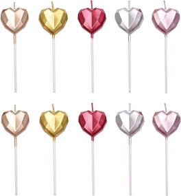 img 1 attached to Long-Lasting 10-Count Heart Birthday Candles for Cake Party - PHD Cake Candles, Ideal for Wedding, Celebration, and Party Decor