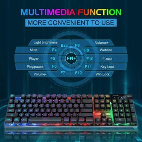 img 1 attached to Gaming Keyboard and Mouse Combo, K1 LED Rainbow Backlit Keyboard with 104 Key for PC/Laptop - Enhancing PC Gaming Experience