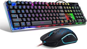 img 4 attached to Gaming Keyboard and Mouse Combo, K1 LED Rainbow Backlit Keyboard with 104 Key for PC/Laptop - Enhancing PC Gaming Experience