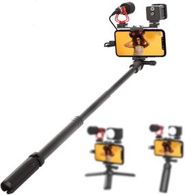 img 4 attached to MIRFAK Vlog Kit with Extension Pole, Micro Led Light, Microphone, Tripod for Live Streaming, Selfies, Travel, Outdoor Sports, Family Time, Short Video Filming, Interviews & Studios