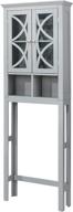 🚽 spacious grey over-the-toilet storage: glitzhome bathroom space saver with shelf and 2-door cabinet, 68" h логотип