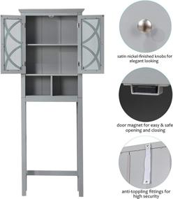 img 1 attached to 🚽 Spacious Grey Over-The-Toilet Storage: Glitzhome Bathroom Space Saver with Shelf and 2-Door Cabinet, 68" H