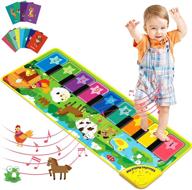 educuties baby musical learning toys: floor piano playmat for toddlers + animal flash cards, music sound for early education - interactive touch keyboard blanket for baby boys and girls logo