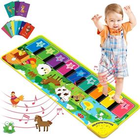 img 4 attached to EduCuties Baby Musical Learning Toys: Floor Piano Playmat for Toddlers + Animal Flash Cards, Music Sound for Early Education - Interactive Touch Keyboard Blanket for Baby Boys and Girls